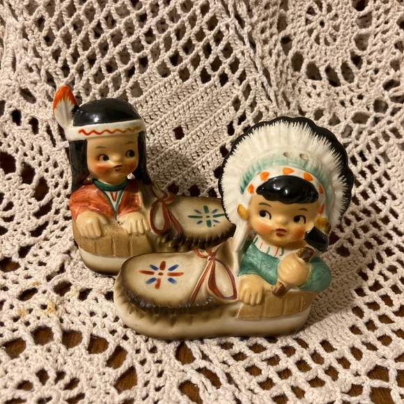 Other - Vintage Indian Children in Moccasins Salt and Pepper Shakers - Native American